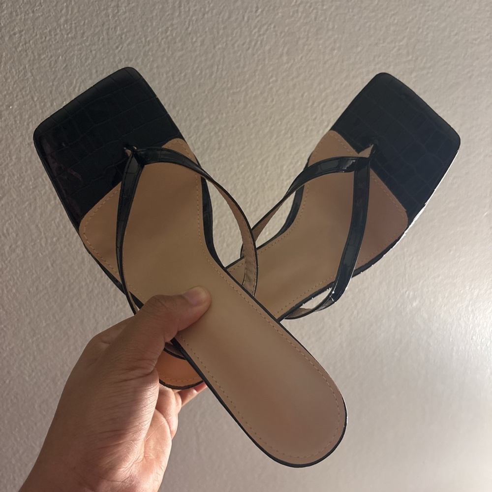 SHEIN Black and Tan Women's Heels